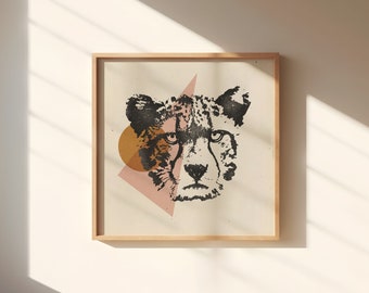 Major Tomcat // Impresión de arte // Arte de inspiración vintage // Arte inspirador // Impresión de arte boho // Gato grande leopardo