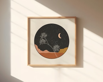Desert Flower At Night || Art Print || Vintage Inspired Art || Inspirational Art || Boho Art Print