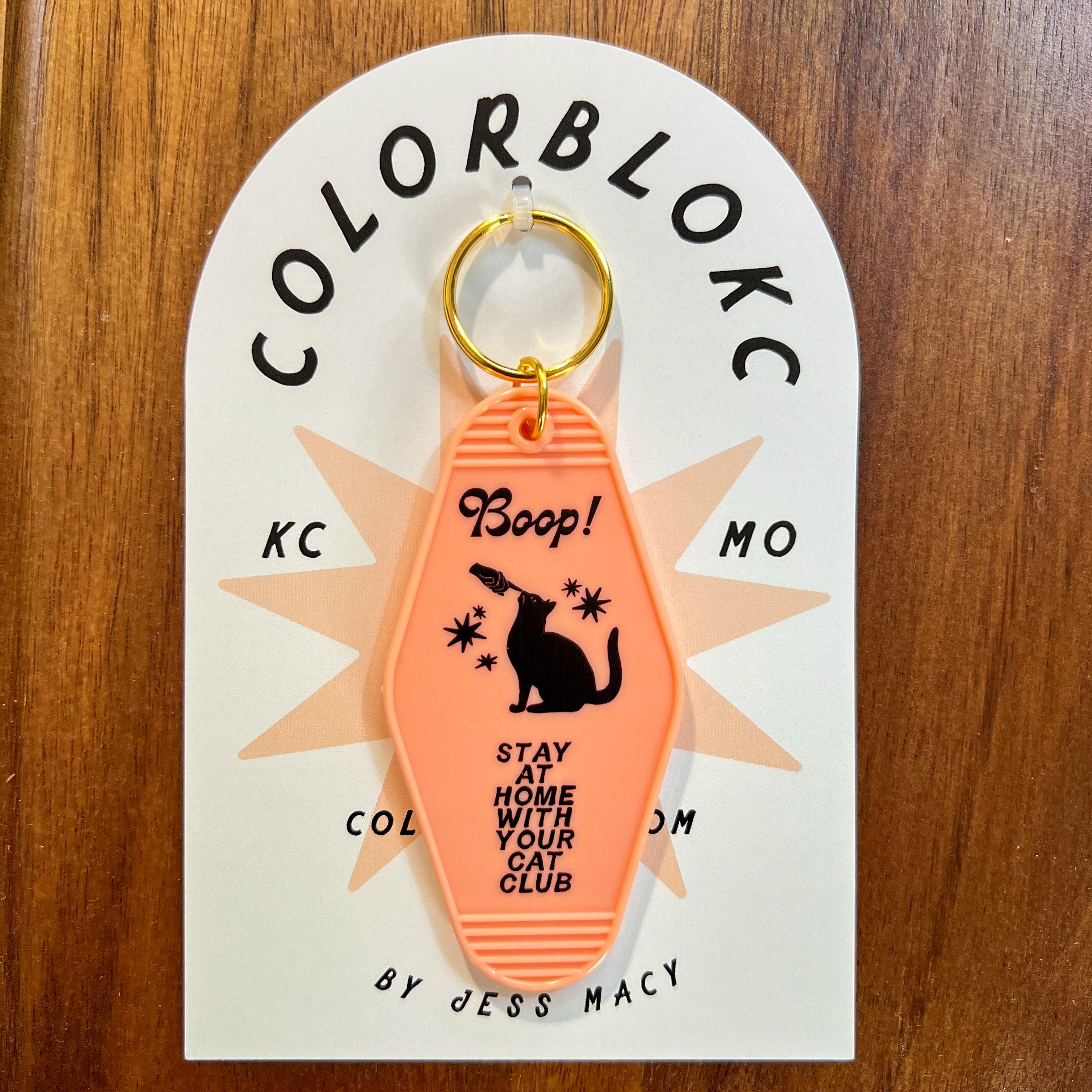 Stay at Home with your Cat Club Motel Keychain