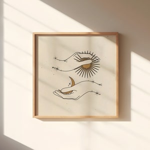 Sun and Moon  || Art Print || Vintage Inspired Art || Inspirational Art || Boho Art Print