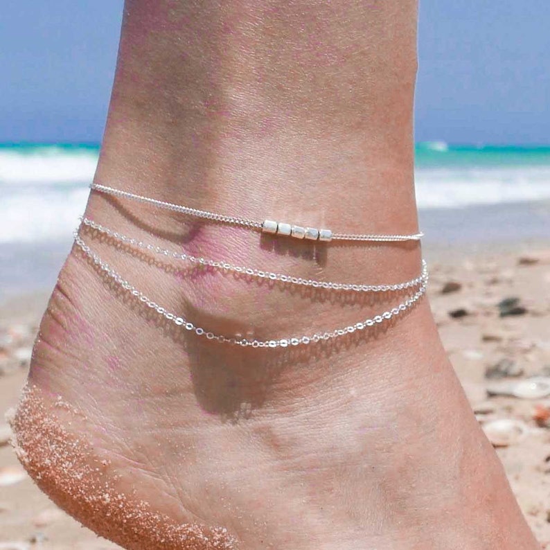 Silver Anklet Beach Jewelry Anklets For Women Foot Accessories Foot Jewelry Silver Ankle Bracelet Foot Bracelet Summer Jewelry