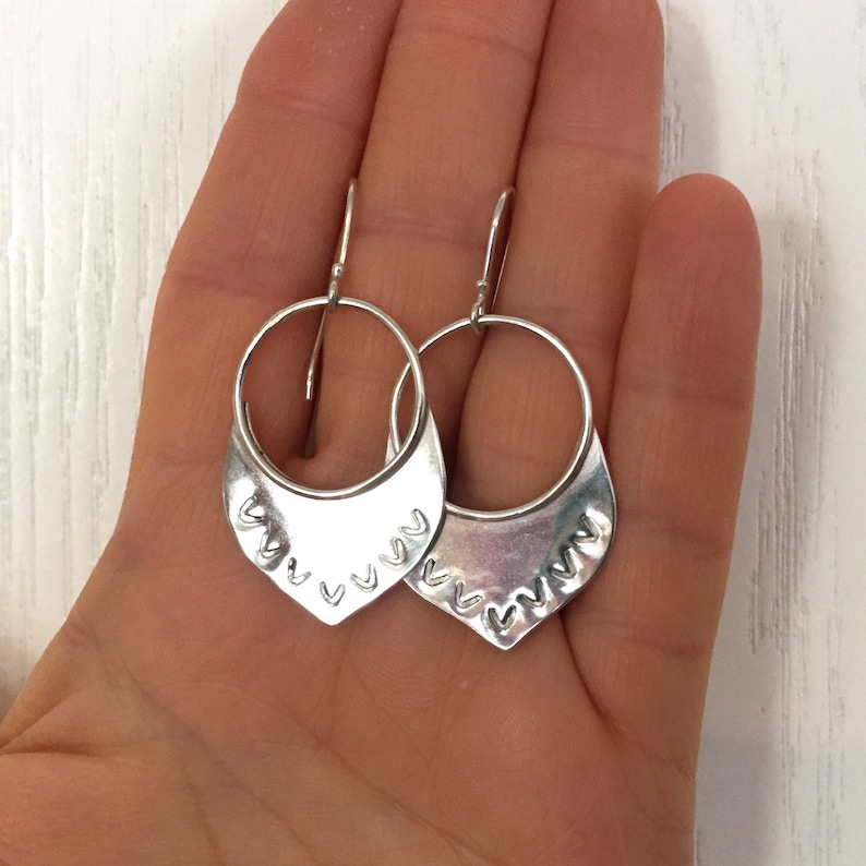 Hoop Earrings Sterling Silver Boho Circle Dangle Earrings