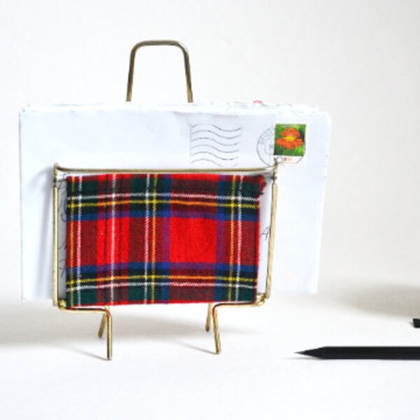 Letterstand Mid Century Letter holder checkered Mini Newspaper Rack Gift Teacher Blogger Scottish Accessory Desk MCM