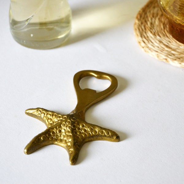 Mid Century bottle opener brass starfish vintage bottle opener maritime gift sailor man diver swimmer accessory bar bar trolley