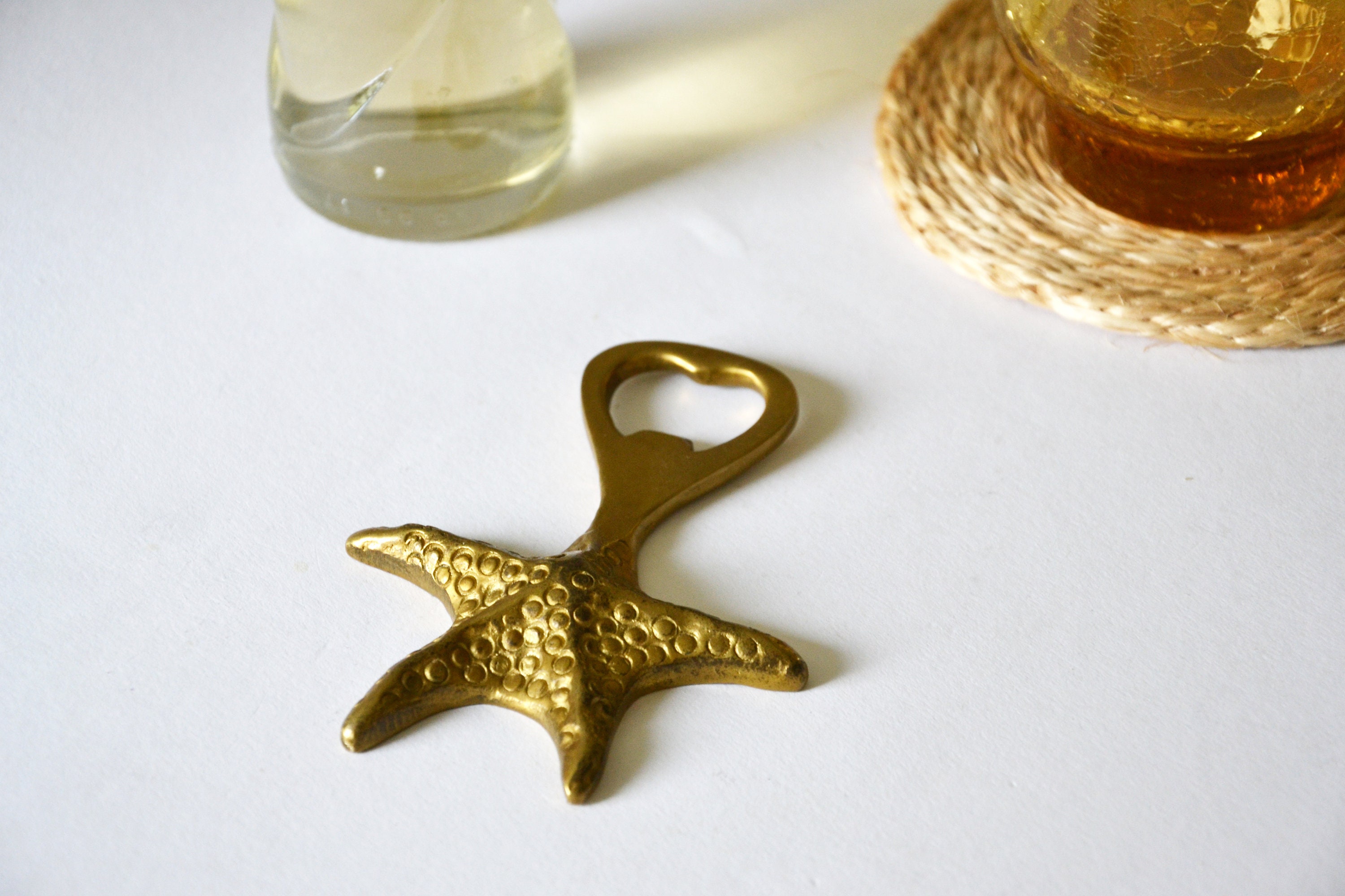 Mid Century bottle opener brass starfish vintage bottle opener maritime gift sailor man diver swimmer accessory bar bar trolley