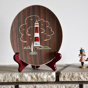 Mid Century Wall Plate Ceramic Lighthouse 1950s 1960s 60s Interior maritim Wall Decoration Vintage Modernist