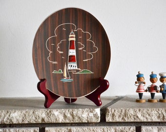 Mid Century Wall Plate Ceramic Lighthouse 1950s 1960s 60s Interior maritim Wall Decoration Vintage Modernist