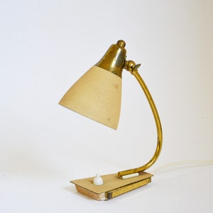 Mid Century Bedside Lamp Beige Table Lamp Shrink Lacquer Vintage Interior 1950s 1960s Lamp Bedside Lamp Stilnovo Style 50s