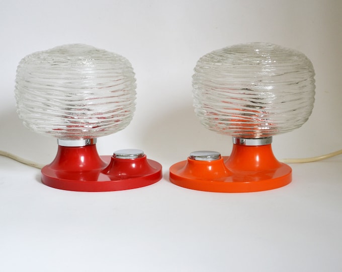 Hillebrand 1970s Table Lamps Pair Lamps Red Orange Table Lamps Vintage Bedside Lamps Seventies Interior Gift funky Space Age