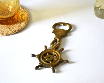 Mid Century Bottle Opener Brass Steering Wheel Vintage Capsule Lifter maritim Gift Sailor Man Accessory Bar Accessories Bar Carriage Boho