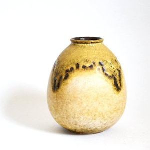 Vaso de meados do século Bay Ceramic 64-17 W-Alemanha marrom bege naturalmente simples Boho Bohemian Escandinavo MCM Interior naturalmente simples