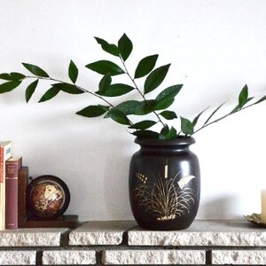 Large vase Scheurich ceramic 303-20 dark brown incised decor handmade natural simple Boho Bohemian natural interior mid century