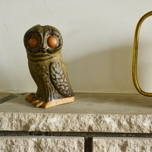 Money Box Ceramic Owl England MCM Piggy Bank Vintage Mid Century Modern Animal Figure Gift Owl Collector Home Decor Natural Earth Tones Interior