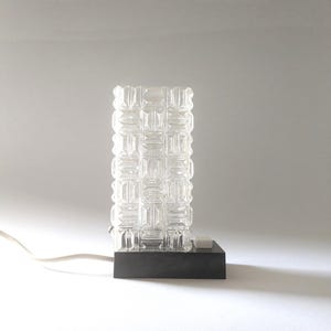 Vintage bedside lamp table lamp plastic square 70s interior black white contrasts lighting table lamp furnishings clear