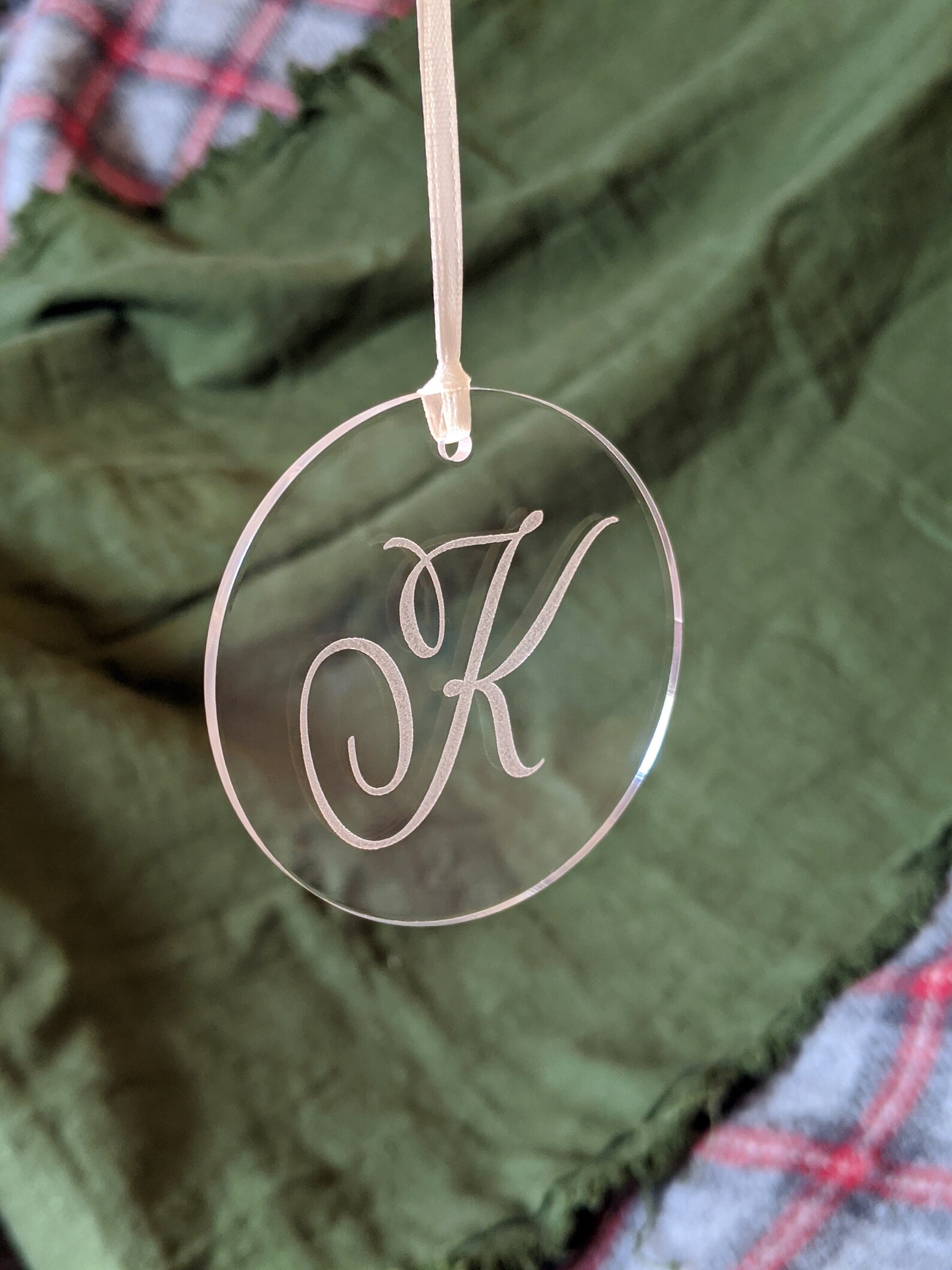 Etched Acrylic Letter Ornament Etsy