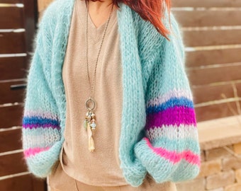 colourful knit cardigan