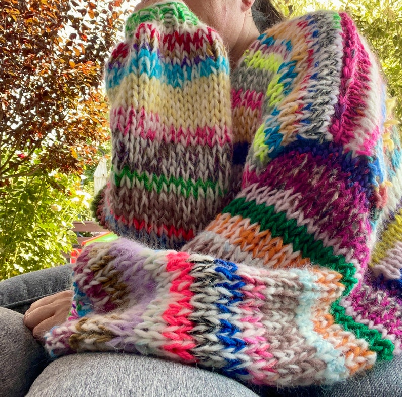 FLORENCE Oversized Rainbow Cardigan, Oversized Jumper, Colorful Sweater, Colorful Cardigan, Chunky Cardigan, Multicolor Jumper,Chunky Jumper image 9