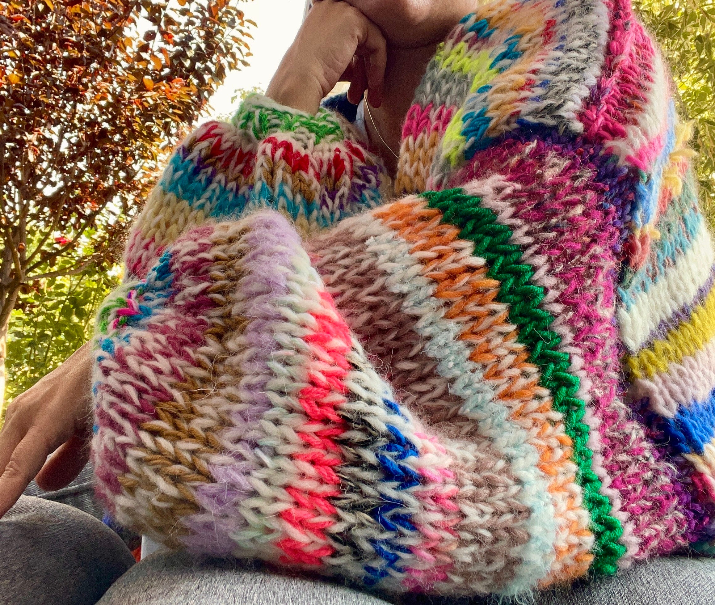 FLORENCE Oversized Rainbow Cardigan, Oversized Jumper
