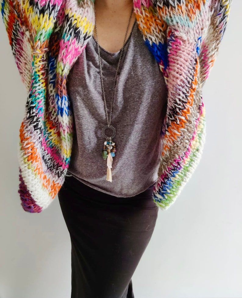 FLORENCE Oversized Rainbow Cardigan, Oversized Jumper, Colorful Sweater, Colorful Cardigan, Chunky Cardigan, Multicolor Jumper,Chunky Jumper image 2