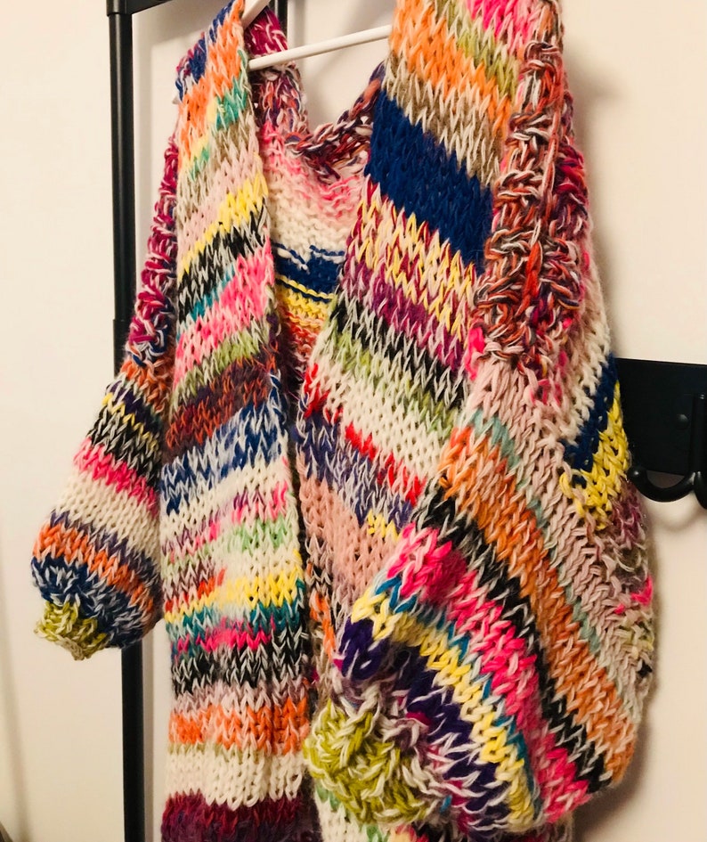 FLORENCE Oversized Rainbow Cardigan, Oversized Jumper, Colorful Sweater, Colorful Cardigan, Chunky Cardigan, Multicolor Jumper,Chunky Jumper image 6