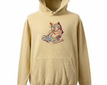 Sudadera amarilla bordada DJ CAT
