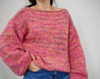 DAISY Soft Sweater, Hand Knit Jumper, Pink Sweater, Soft Pink, Alpaca Sweater, Ready to Ship