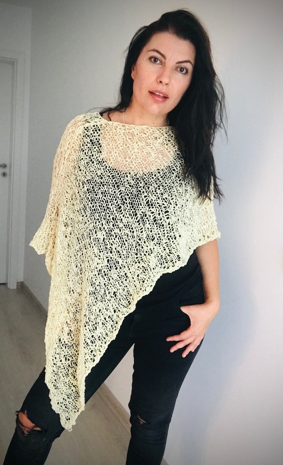 Vanilla Cotton Shrug Summer Poncho Beach Coverup Loose Knit Shrug Bridal Bolero Cotton Summer Knit Vegan Clothing Boho Shrug Airy Etsy UK