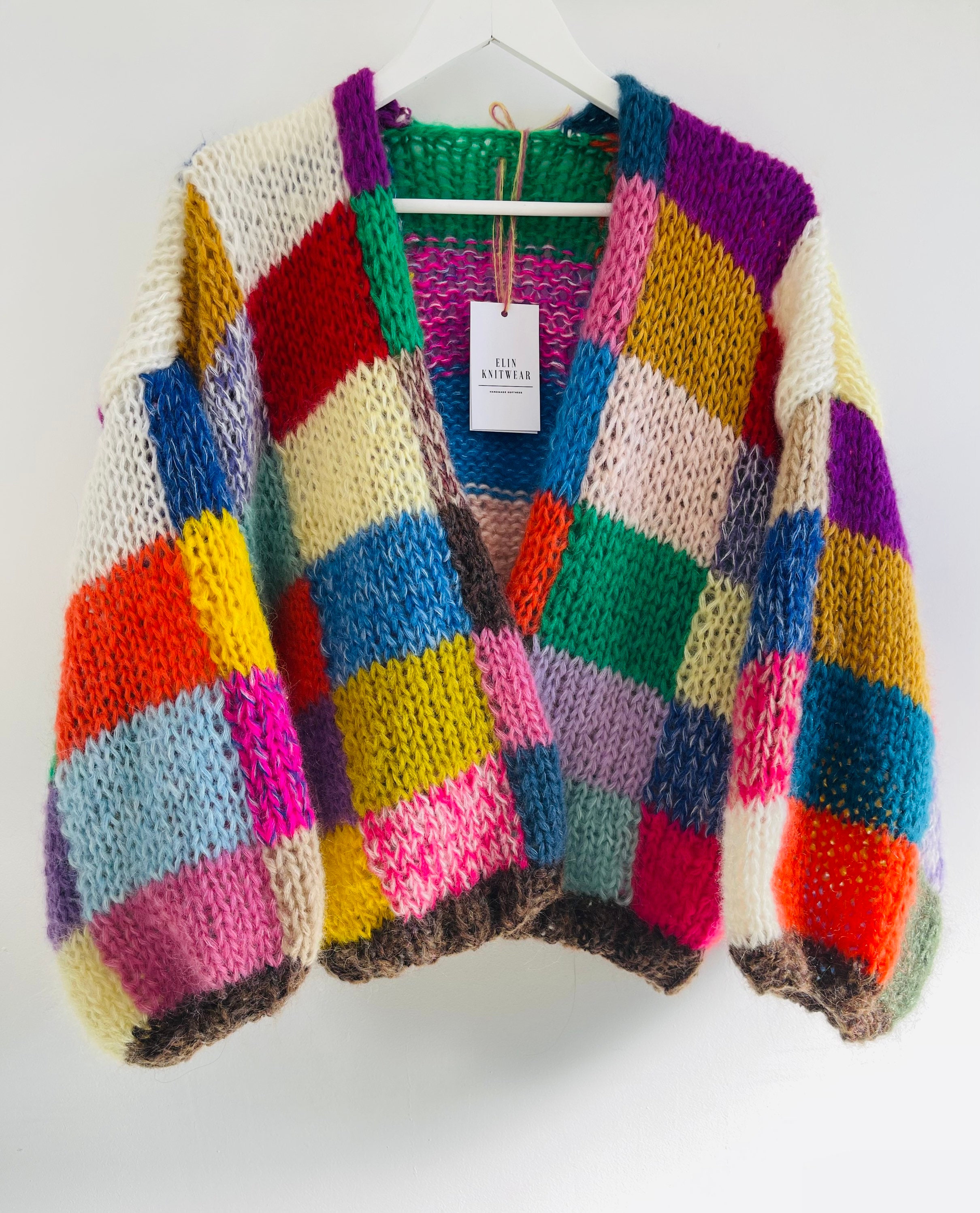 Rainbow Mohair Multi Color Monogram Cardigan