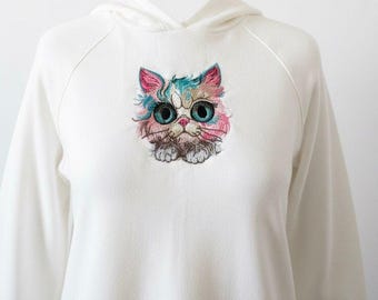 Sudadera con capucha bordada/sudadera/sudadera con cremallera CUTEST CAT