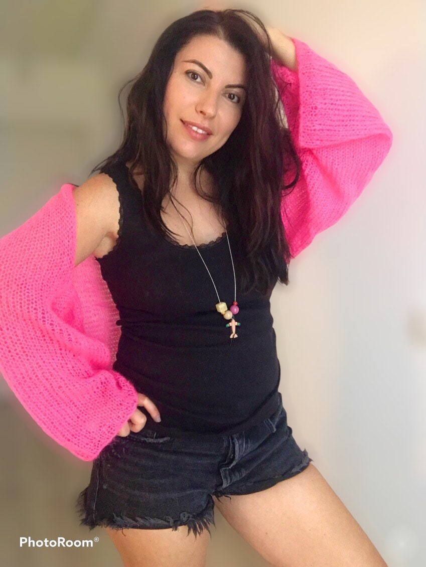 Silk Mohair Bolero, Fuchsia Pink Bolero 