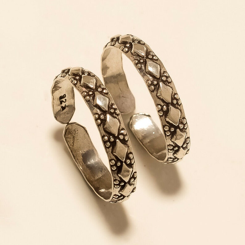 Adjustable Mothers Day Solid Jewelry Handmade Special Women Fine Wedding Jewelry Gifts Designer Sterling Silver 925 Plain Toe Rings Pair
