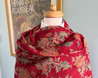 Vintage Indian block print floral cotton scarf by Accacia.