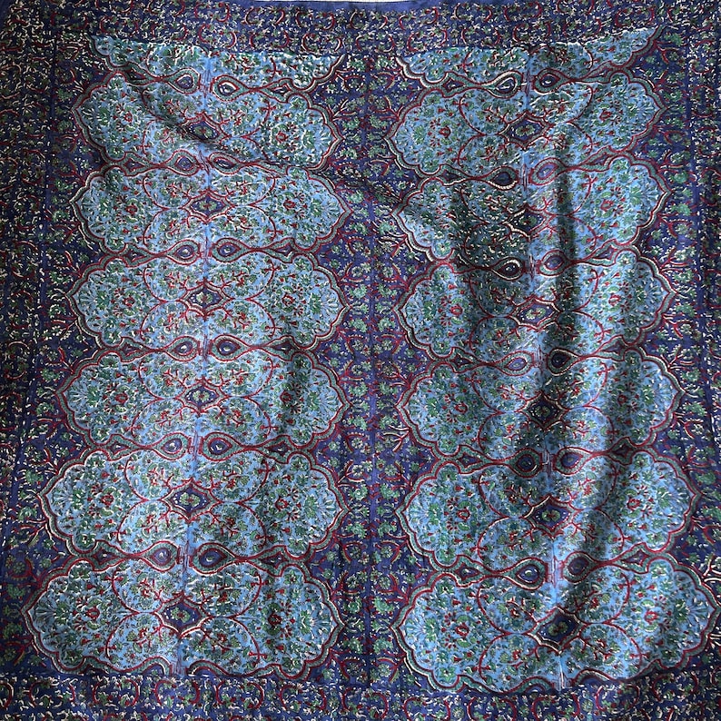 Bufanda de algodón floral con estampado de bloques indio vintage de Anokhi. imagen 2