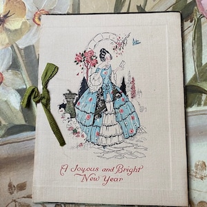Vintage 1930s printed New Year&#39;s greetings card.