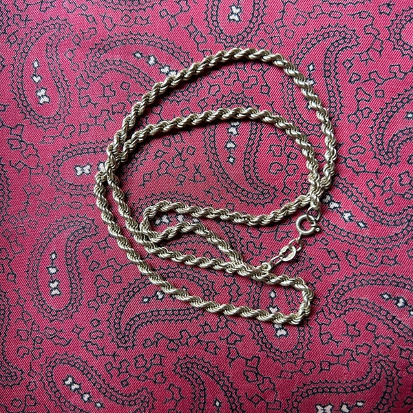 Vintage 1980s sterling silver rope chain. Weight 14.95g