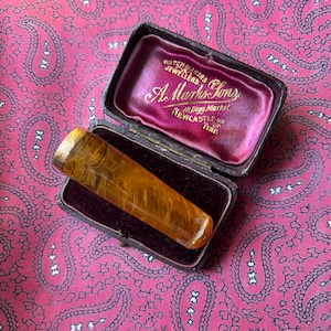 Antique Victorian amber cheroot/cigar holder tipped with gold.