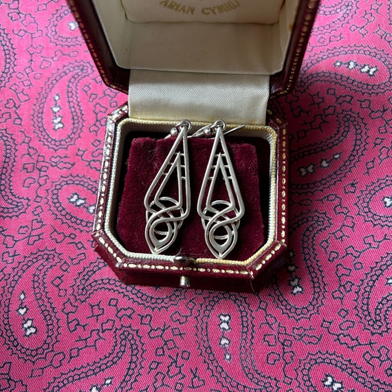 Stunning pair of vintage silver earrings in a bea… - image 1
