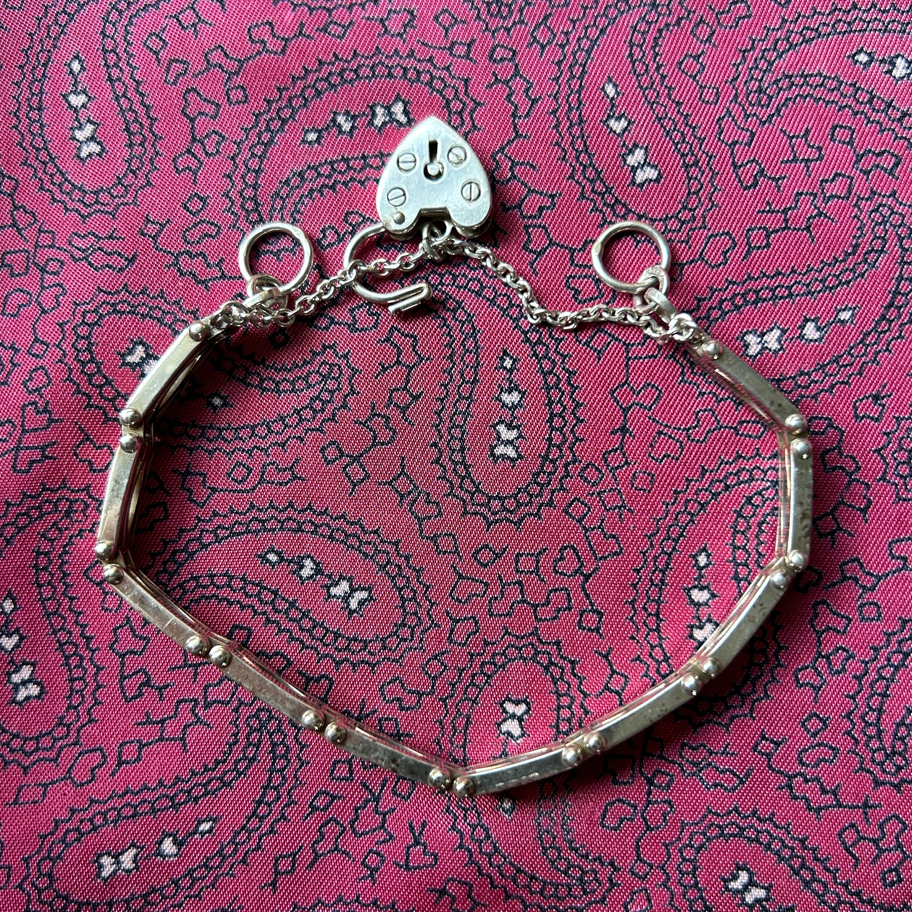 Vintage 1970s Sterling Silver Curb Chain Bracelet With
