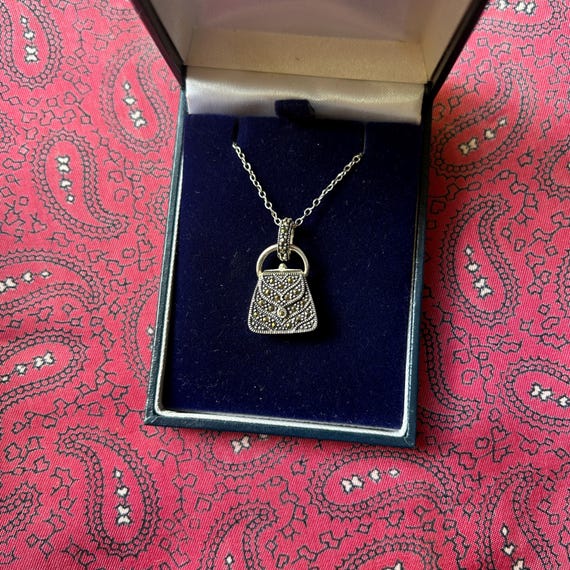 Silver and Marcasite Locket in a Pretty Handbag Ireland