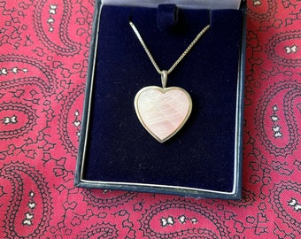 Vintage silver and mother of pearl heart necklace by Kit Heath.