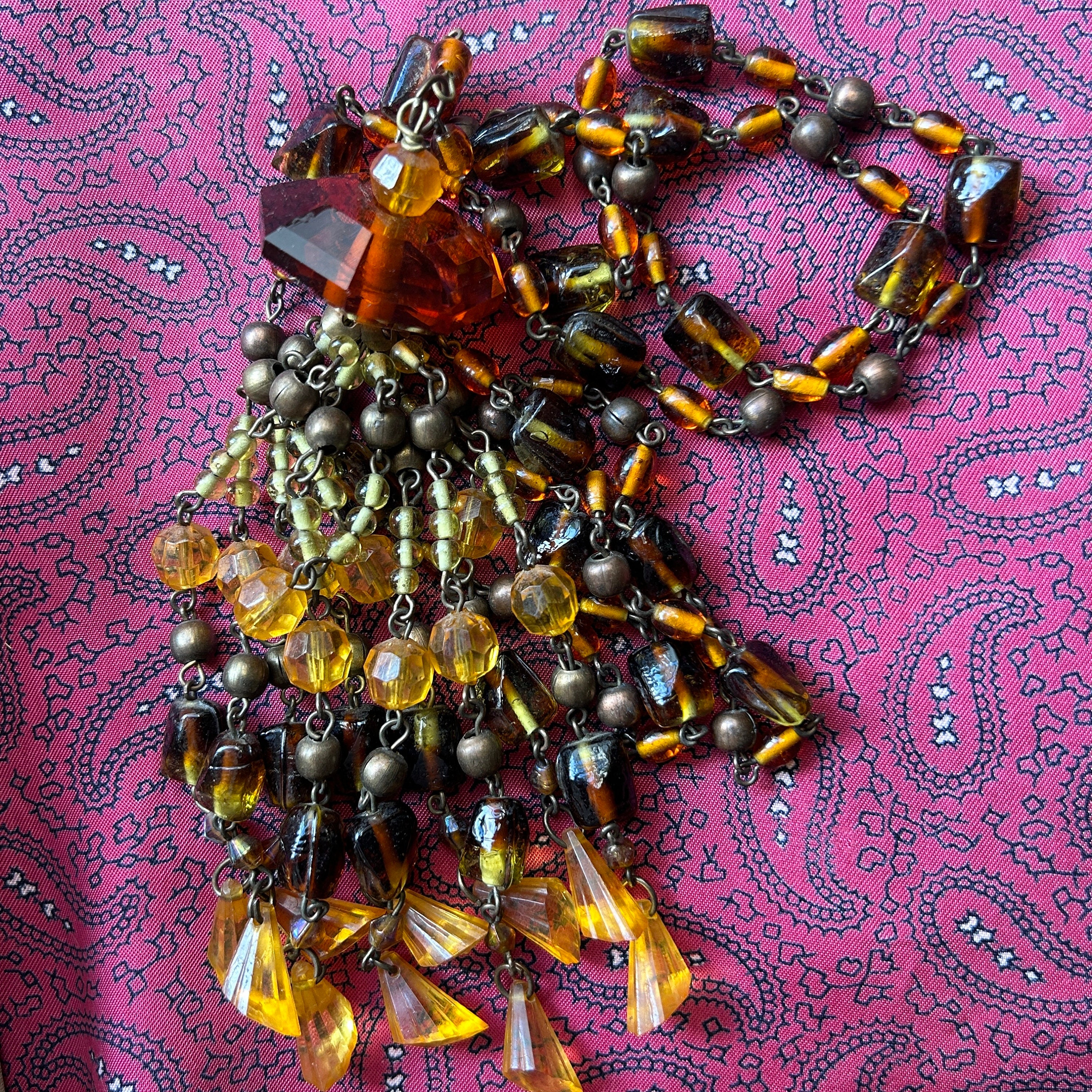 2025年新作入荷 Chunky Vintage Statement Glorious Glass Etsy - Necklace. Beaded アクセサリー