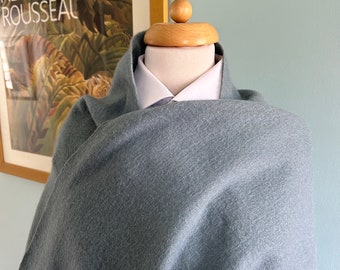 Vintage wool shawl/large scarf in soft blue.