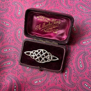 Vintage silver bar brooch in a Celtic design.