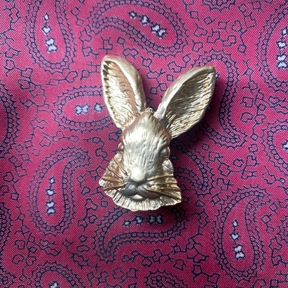Striking vintage style gold tone rabbit brooch. - image 1