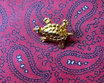 Vintage gold tone and sparkling diamanté tortoise brooch.