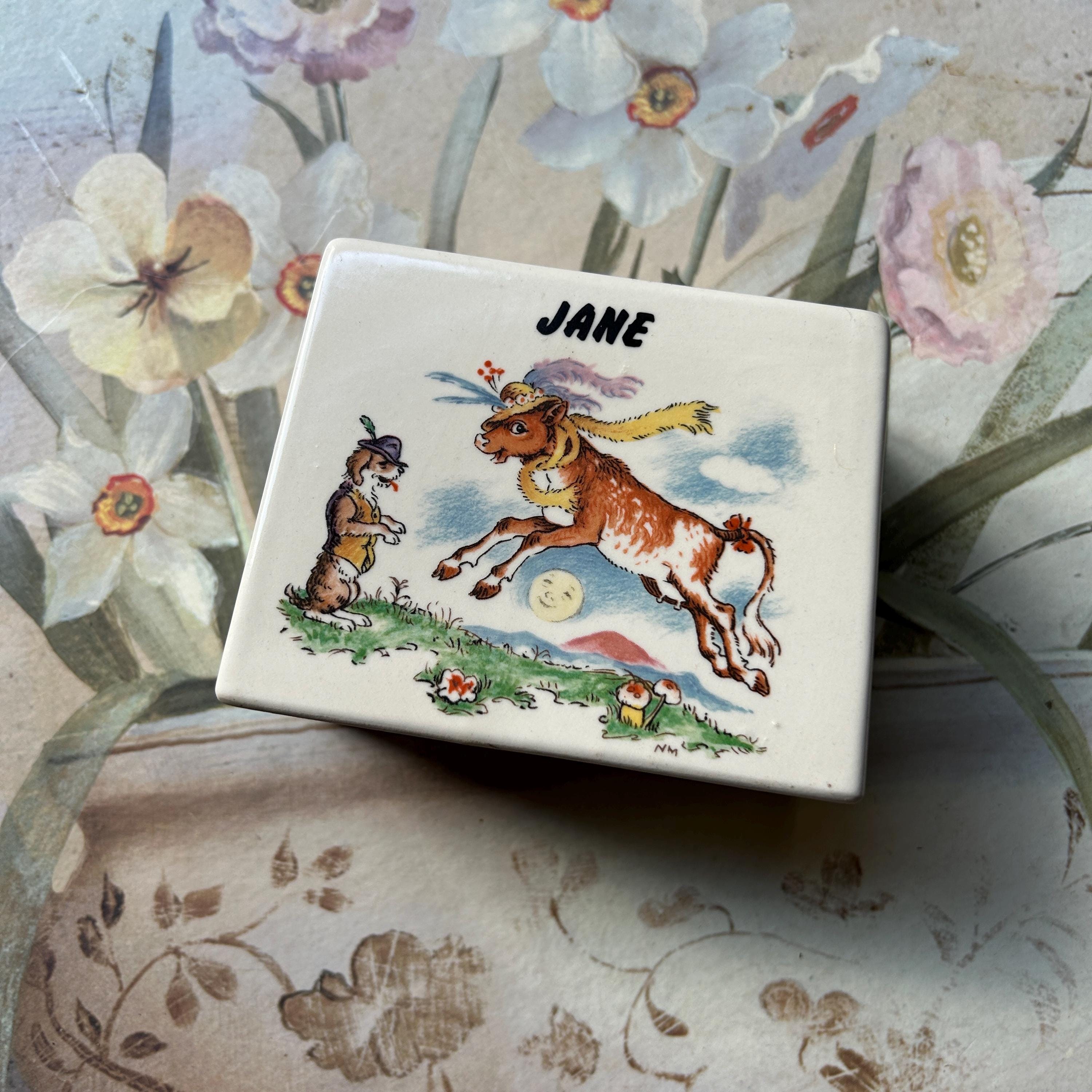 Vintage 1970s Ceramic Money Box by R. Moss Ltd., With the Name