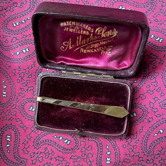 Pince à Cravate Vintage 1960 – Métal Doré Et Nacre, Vieux Stock Neuf