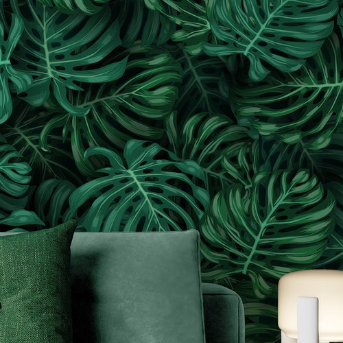 Banana Leaf Tropical Pattern Wallpaper Self Adhesive Peel Etsy