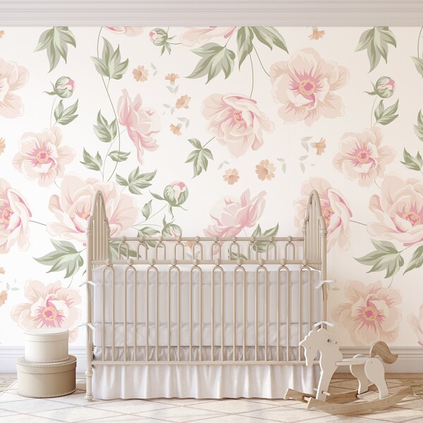 Blush Floral Wallpaper Etsy