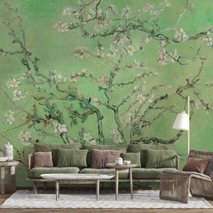 Almond Blossom Floral Wallpaper, Chinoiserie Wallpaper, Flowers Wallpaper, Removable Wall Mural, Peel And Stick Selfadhesive Wallpaper